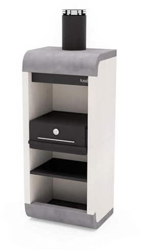 TUOZI - Einbaugrill für Holz und Holzkohle Modell SUD PLUS (Weiß/Grau/Schwarz - 81 x 60 x 220 cm) REF: 4300 - Für den Außenbereich