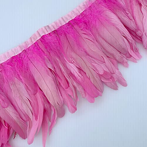 Sowder Fransenborte mit Hahnenfedern, 20–25 cm breit, für Heimwerker, Nähen, Basteln, Dekoration, 91 cm (Rosa)