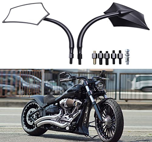 Specchietti Retrovisori Cromati per Moto da 10mm e 8mm Compatibile per Harley Honda Yamaha Kawasaki Suzuki Ducati Aprilia (Nero)