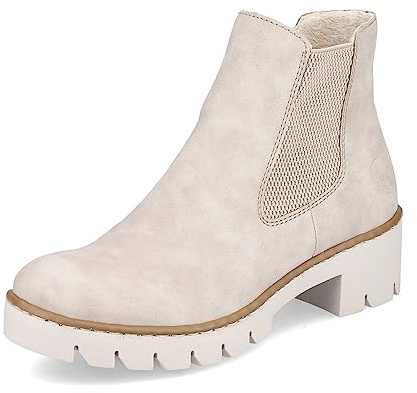 Rieker Mujer Botines X5772, señora Botas Chelsea,Botas,Medias Botas,botín,Bota de Deslizamiento,Plano,Beige (Beige / 60),40 EU / 6.5 UK