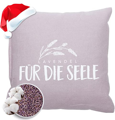 HERBALIND Lavendelkissen Für Die Seele 20x20 cm Schlafkissen mit Füllung - Duftkissen zum Schlafen, Oeko TEX 100% Baumwolle, Kräuterkissen mit Lavendel ohne Chemie - Deko Kissen - Geschenk für Frauen
