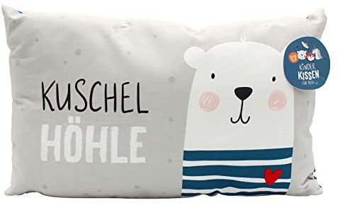 Dekohelden24 Kinder-Kuschel Kissen mit Bär/Aufschrift - Kuschelhöhle - L/B/H ca. 40 x 13 x 23 cm, 100% Baumwolle