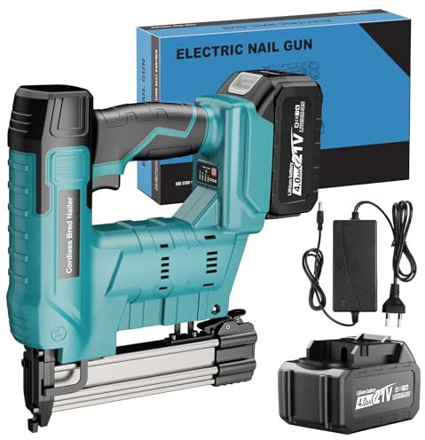 Yofuly Akku Tacker Nagelpistole Kompatibel mit Makk-ita 18V 21V Akku, 2 in 1 Elektrotacker Nagler mit 1x4000mAh Batterie, 18 Gauge Tacker Elektrisch Geeignet für 18GA Nägel und Klammern (Ohne Nägel)