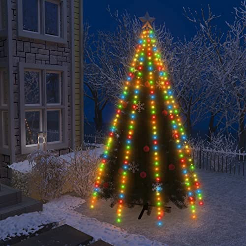 Tidyard Weihnachtsbaum Lichternet, Weihnachtsbaumbeleuchtung, Weihnachtskegelbaum Lichterbaum Innen Außen Weihnachtsdeko Beleuchtung Lichterkette mit 400 LEDs Bunt 400 cm