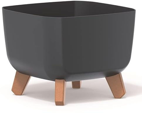 Blumentopf Blumenkübel mit Füßen Schale Pflanzschale quadratisch Matt Design Übertopf Pflanztopf Blumenschale (Anthrazit, 29cm)
