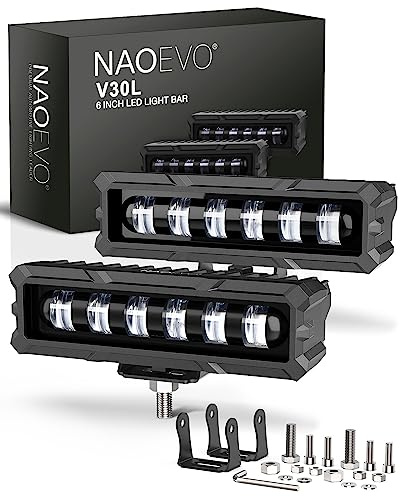 NAOEVO 6 Inch LED Light Bar, 50W 2600LM LED Fog/Off Road Lights for Trucks/Cars/Boat, 2 Pcs (White)