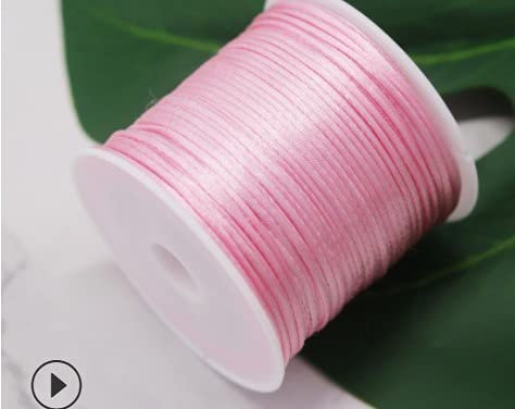 1 mm Seil Satin Rattail Polyester Nylonschnüre Schnur Chinesische Knotenschnur DIY Armband Schmuckherstellung Zubehör 50 Meter Rolle-103 rosa