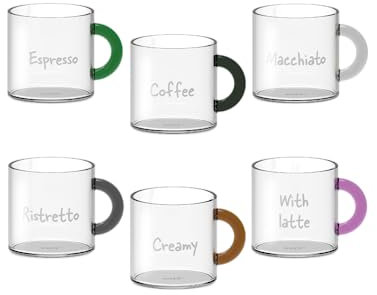 SET 6 TAZZINE DA CAFFE' CON MANICO COLORATO 100ML WD LIFESTYLE