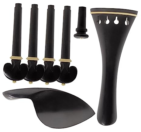 4/4 Geigenersatzteile aus Ebenholz für Violine, 1 Satz, Schwarz | Selbstgemacht an Violine, Polierter Kinnhalter und Stabile Passform, Klassisch Elegant, für Enthusiasten