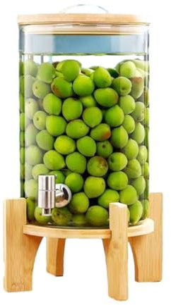 LYXXW Glass Beverage Dispenser with Stand and Spigot, Drinks Dispenser, Barrel Drinks Dispenser, Glass Drinks Dispenser, Mason Jar Drinks Dispenser Ice Water for Parties,10L
