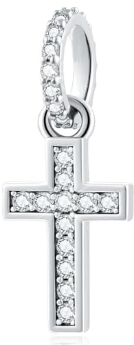 GLOWDAS Religiös Thema Charms, Kreuz Herz Charms, Yin Yang Balance, Bibel Anhänger, Glaube Kreuz und stark, goldenes Kreuz Herz Perlen, fit europäische Frauen Armband, für Mama/Oma/Frau Geschenke