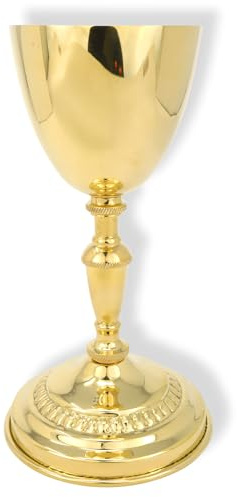 Needzo High Polished Brass Chalice, Altar Goblet for Religious Ceremonies, Communion, and Religious Decor, 7.5 Inches