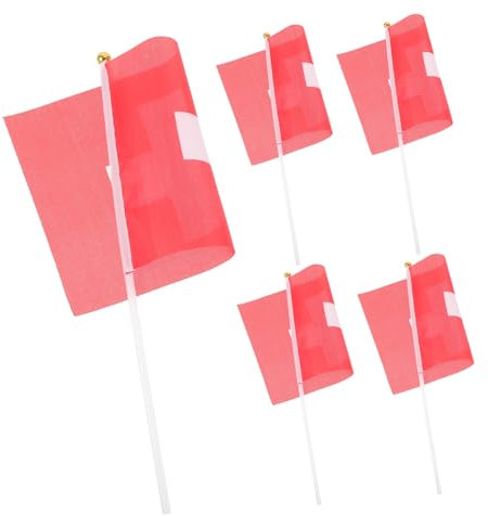 ORFOFE 5 Stück Hand Winken Flagge Schweiz Kleiner Polyester Fahnen für Partys Veranstaltungen Sportevents Langlebig Leicht Vielseitig Einsetzbar
