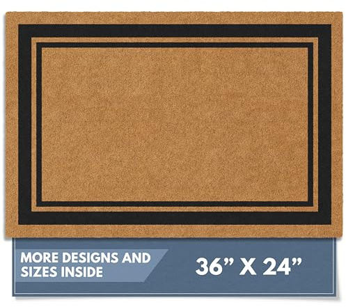 Barnyard Designs Natural Coco Coir Non-Slip Doormat (24x36, Border)