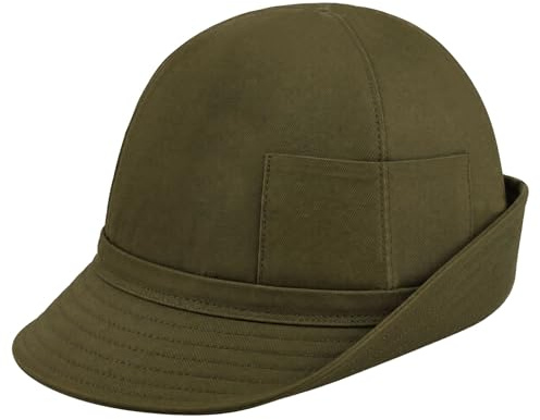 Melegari Cappello tradizionale da montagna | cappello alpino di puro cotone | Valbrembana hat | cappello da pescatore con cerniera zip di sicurezza e tasca porta piuma (IT, Numero, 58, Verde militare)