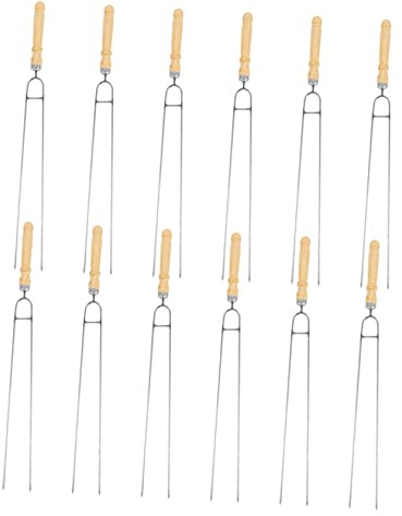 OFFSCH 12piezas Brochetas Pinchos Morunos Agujas Para Barbacoa Brochetas Para Asar Mango