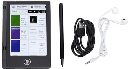 Elektrisk bokläsare, 5-tums färg-LCD-pekskärm, 8G-minne, WiFi, BT, FM, röstsamtal, Gmail, ögonvård lätt E-läsare, inkluderar fodral och hörlurar