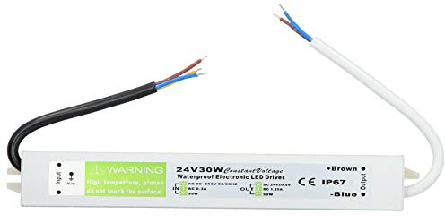 Driver di Alimentazione LED, Alimentatore Impermeabile 30 W, Trasformatore di Alimentazione Cablato a Bassa Tensione, Bassa Ondulazione CC Ultrasottile per Faretti LED Barre