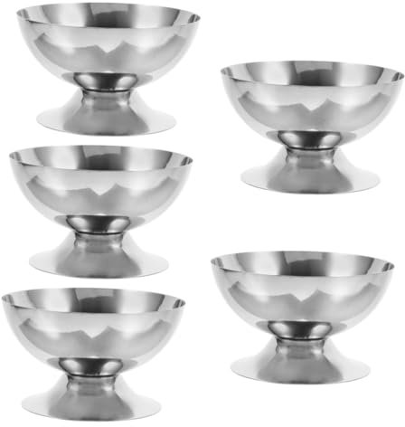 Alipis 5 Pièces Coupe De Glace Bol De Service à Dessert Porte-dessert Récipient à Desserts Saladier Inox Tasse De Pudding De Restaurant Tasse De Service à Dessert Silver Acier Inoxydable
