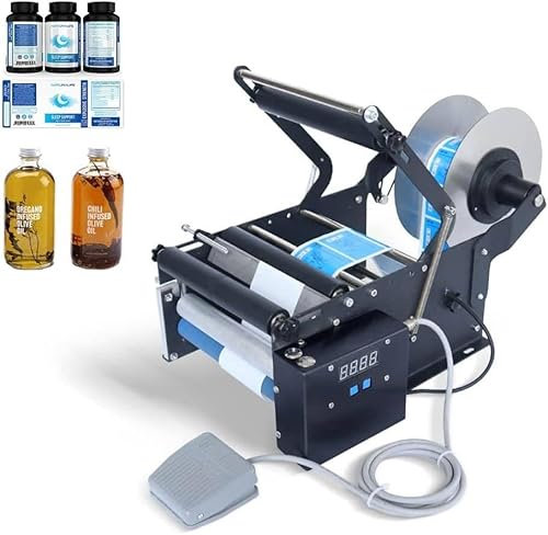 Elektrisk etiketteringsmaskin för rund flaska, etiketteringsmaskin för rund etikett etikett för rund flaska 30 gånger/min etiketteringsmaskin