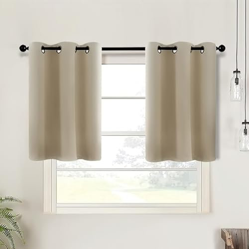 Aotiwe Vorhang Beige Abdunkelnd, Verdunklungsvorhänge Reisen Doppelseitig Einfarbig Vorhang Boho Tür Polyester 86.5x91.5cm 2-Teiliges