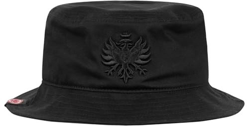 Eintracht Frankfurt Original Bucket Hat, Fischerhut schwarz mit 3D Adler Stick in 2 Größen (DE/NL/SE/PL, Alphanumerisch, L, XL, schwarz)