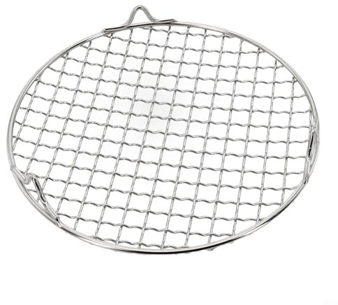FUBESK Camping BBQ Grillrost, Edelstahl Runde Grillschale, tragbares Grillnetz für Outdoor Picknick (20 cm)
