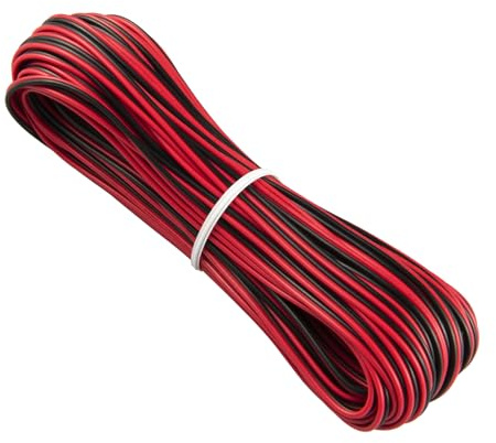 URCIANOW 22awg 15m Fil Electrique 12V Câble d'Extension LED 0,2mm 2 Fils Rouge/Noir Pour Ruban LED, Bricolage Électronique