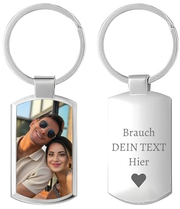 KBPTM Personalisierter Schlüsselanhänger mit Foto Personalisiert Edelstahl Schlüsselanhänger Bild Individuelles Fotogeschenk für Männer Frauen
