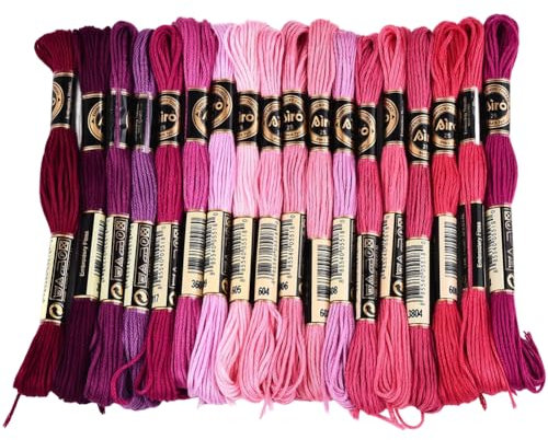 CABODYALS 18 matassa 6 fili Filo Da Ricamo Rosa Filo per Punto Croce Variegato Filo In Poliestere Sfumato Braccialetto Dells'Amicizia Filo colonneto Sfuso per Cucito A Mano Gioielli Artigianato Uncine