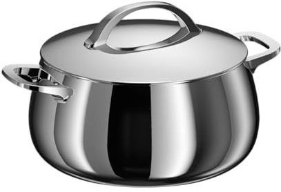 BergHOFF Home Casserole (24cm) – Casserole en acier inoxydable avec couvercle – Convient à toutes les plaques, y compris induction – Casserole à pâtes – Lavable au lave-vaisselle & résistant au four
