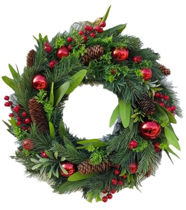 40cm door wreath, spring summer wildflower wreath decorative garland for front door, wreath for summer, spring and all seasons, green flower wreath for wall and outside (A, 40 x 40 CM)