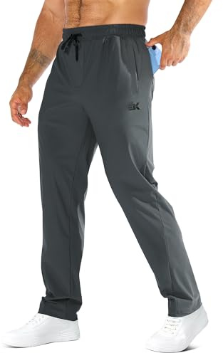 BROKIG Mens Dry Gym Tracksuit Bottoms, Cooling Joggers Trousers, Stretch Golf Running Jogging Bottoms (Medium, Dark Grey)