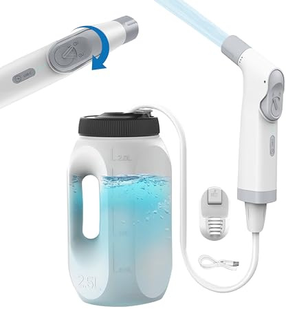 ZEY LUXE Electric Portable Bidet Sprayer – Integrated Handheld Shattaf with 2.5L Tank, Anti-Misoperation Button, Toilet Spray for Personal Hygiene & Feminine Care (White, 2.5L - JP - 239A)