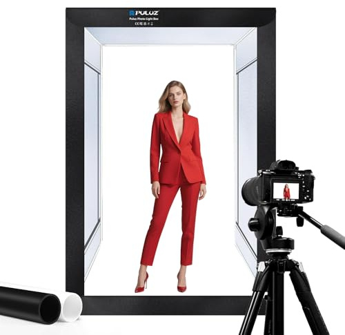 PULUZ Professional Large Photo Light Box Photography Studio, 47x31x78inch Large Lightbox Photo Video Continuous Lighting Softbox Shooting Tent Kit with 2 Colors PVC Backdrops
