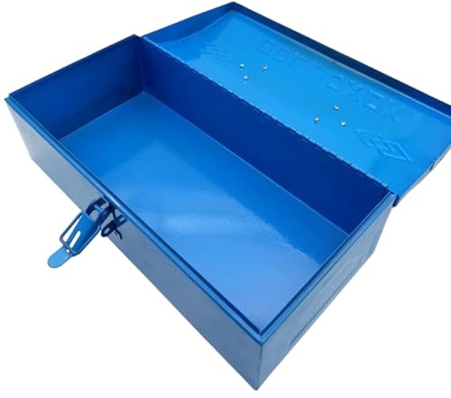 Caja de almacenamiento de metal, caja de herramientas de chapa de hierro, contenedor de herramientas para una organización eficiente y fácil transporte de varios artículos, estructura de una sola capa