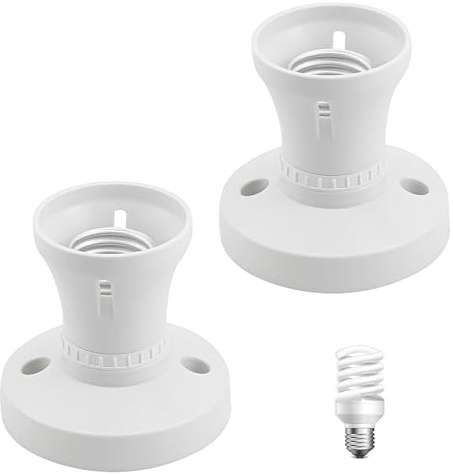 2pcs E27 Lamp Socket Converter, Ceiling Light Fitting E27 Lamp Holder Light Fitting Adapter Socket Adapter Straight Light Bulb Converter Screw-In Bakelite Shell For Ceiling Wall Lighting