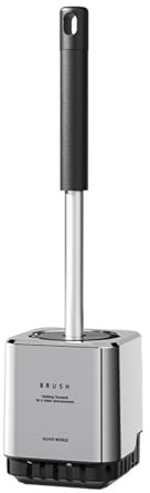 Toilet Brush Wall Attachable Space Efficient Tool Ergonomic Grip Soft Scrubbing Bristles for Tight Space Toilet Brush Replacement Head