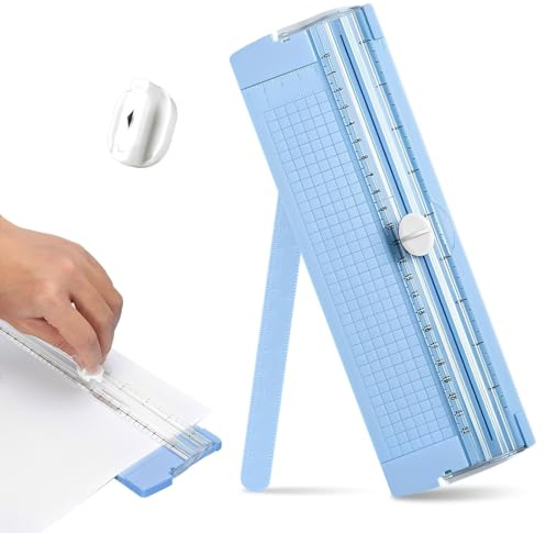 Juguta 1 Set Mini Paper Cutter With Safety System, Replaceable Blade, Guillotine Paper Cutter, Craft Paper, Label And Photo, Titanium Ruler, Portable Paper Cutting, Coupon Cutting