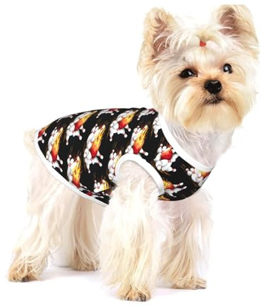 T-shirt sans manches en coton avec boule de bowling pour chien, gilet pour animal de compagnie, T-shirts légers imprimés pour petit