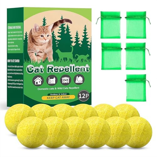 10/12 Pack Dog Deterrent, Cat Repellent Spray, Safe and Effective Formula, for Indoor Outdoor Use, Protects Gardens Furniture from Scratching Digging, Pet and Plant Friendly. (Yellow 12pcs)