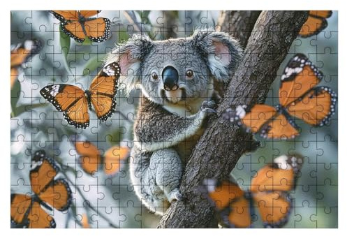 Puzzle 1500 Teile Koala, Schmetterling Puzzle 1500 Teile Erwachsene, Puzzel für Die Ganze Familie, Klassische Puzzles Geschicklichkeitsspiel, Holzpuzzle Geschenke für Frauen Geschenke für Männer -2115
