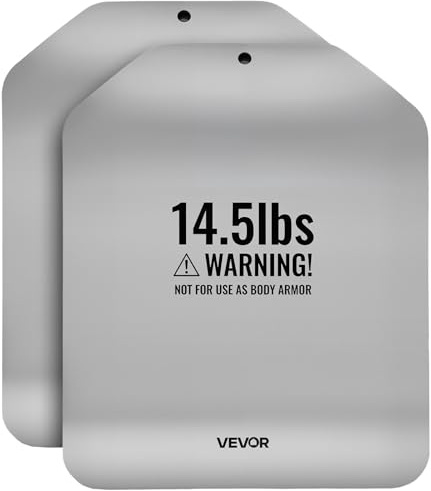 VEVOR Placas de Peso para Chalecos Curvas, 2 Placas Lastradas de 6,6 kg, Chaqueta de Peso de Acero, Diseño Ergonómico, para Entrenamiento de Fuerza, Carrera, Fitness, 301,5 x 250 x 27 mm, Gris