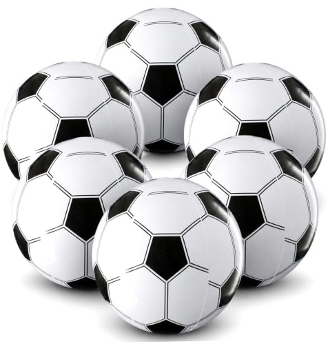 Palloni da calcio gonfiabili da 6 pezzi, palloni da spiaggia giganti in PVC per decorazioni e giochi per feste, bianco e nero, 15, 75 pollici