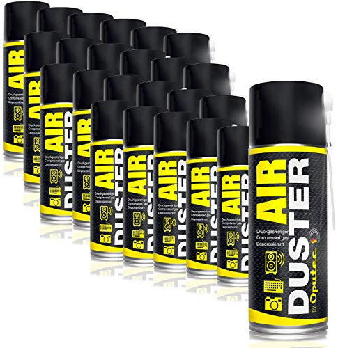 24 x 400ml Oputec Air Duster - Aspiratore ad aria compressa con estensione - Facile pulizia di tastiera, PC, computer, telefono, fotografica, stampante, console - Made in Germany