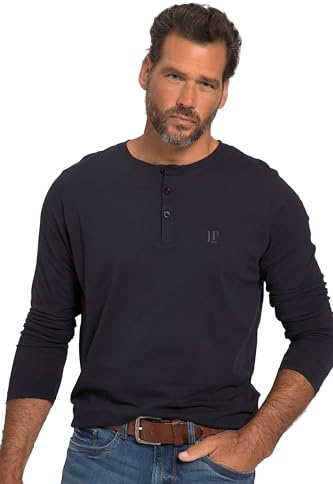 JP 1880 herr, stora storlekar, herrkläder, L-8XL, Henley, basic, skjorta, långärmad, knapplist, upp till 8XL 702555, Mörker marin, XL