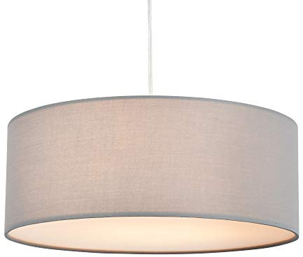SPARKSOR Pendelleuchte, Deckenleuchte, moderner Stoff-Lampenschirm, großer grauer Trommel-Lampenschirm, rund, für Schlafzimmer, Esszimmer, Wohnzimmer, 3 Glühbirnen, E27 [Energieklasse A ++]