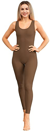 Kepblom Womens One Piece Jumpsuit Sleeveless Rompers Tank Top Unitard Tummy Control Spandex Bodysuit for Yoga, Workout