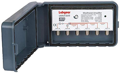 Masthead Amp 4-Way Vari 5-15Db Red Comp, Plug Type UK, Aerial/Satellite Amplifiers & Distribution