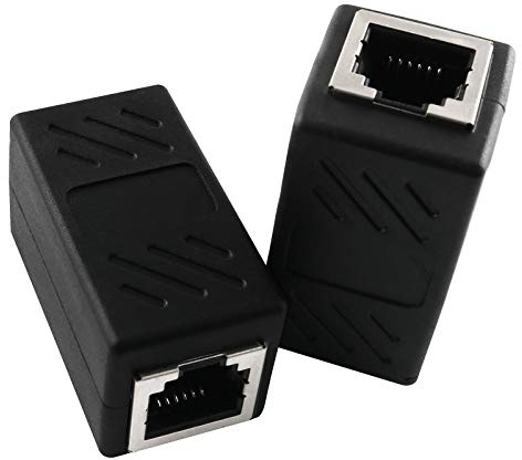 AXLIZER 2PCS RJ11 6P4C Inline Coupler Modular Female to Female Straight Telephone Extension Cable Cord Coupler Adapter Jack, Black